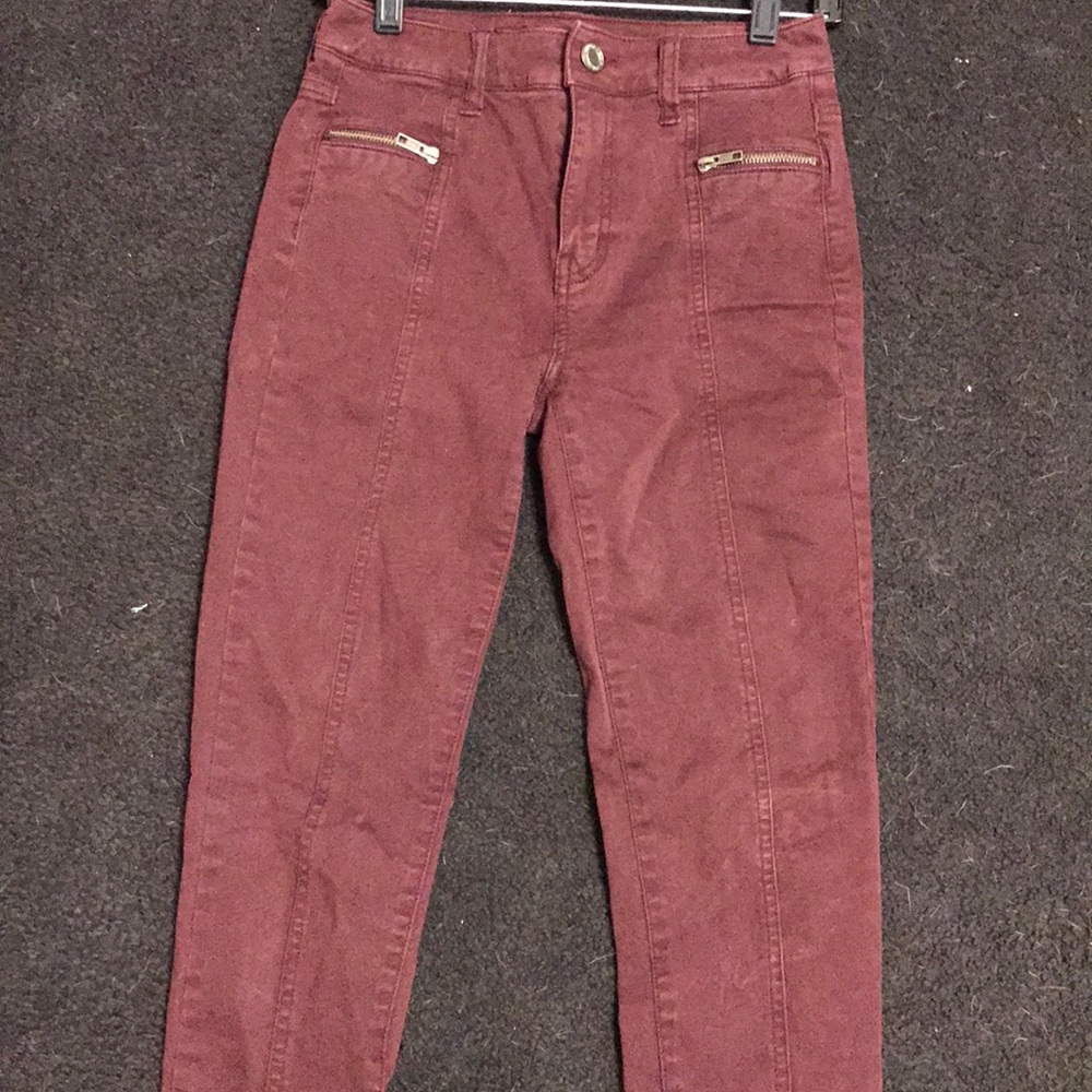 High waisted Maroon Skinnies